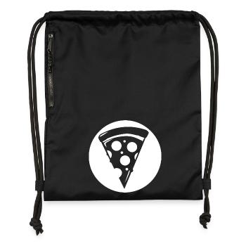 Pizza Piece Drawing - Gymsac made from recycled material - military green - Front