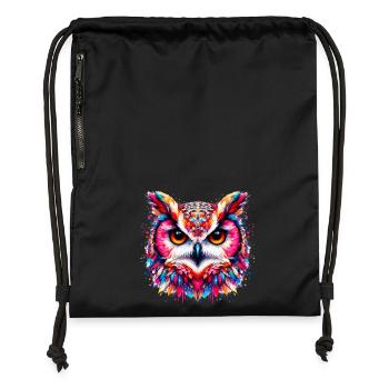 Owl - Gymsac made from recycled material - black - Front