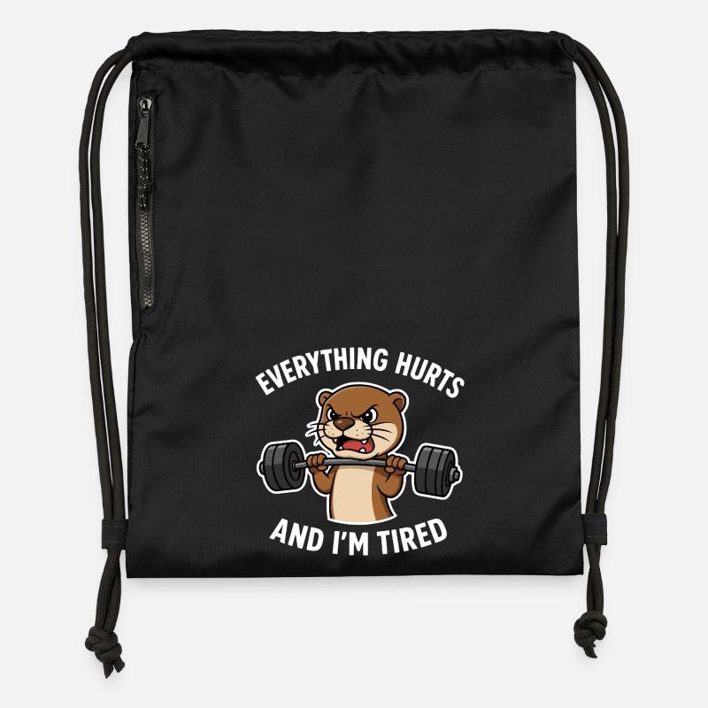 Citation d’haltérophilie Angry Otter - Sac à cordon en polyester recyclé - noir
