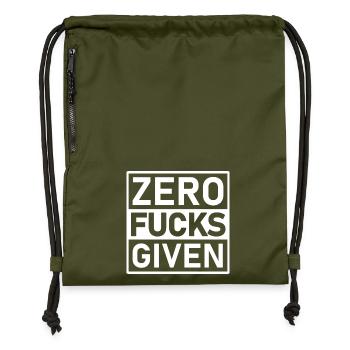 Zero Fucks Given Warnetikett - Turnbeutel aus Recycling-Material - military Green - Vorne