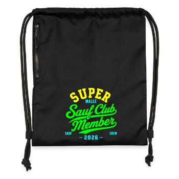 Malle 2026 Sauf Club Member Mallorca 2026 - Turnbeutel aus Recycling-Material - Schwarz - Vorne