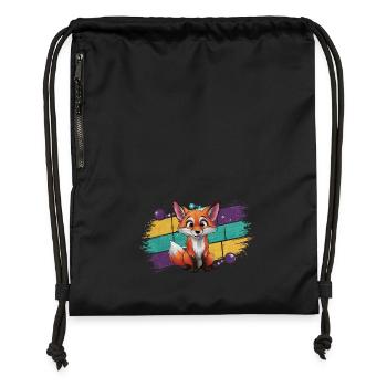 Renard - Illustration - Sac à cordon en polyester recyclé - noir - Devant