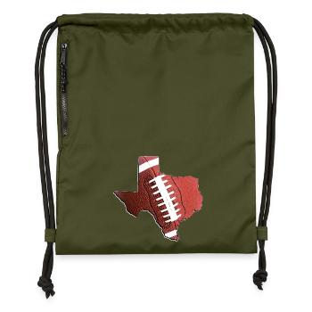 Le vrai football dans la carte de l’État du Texas - Sac à cordon en polyester recyclé - military green - Devant