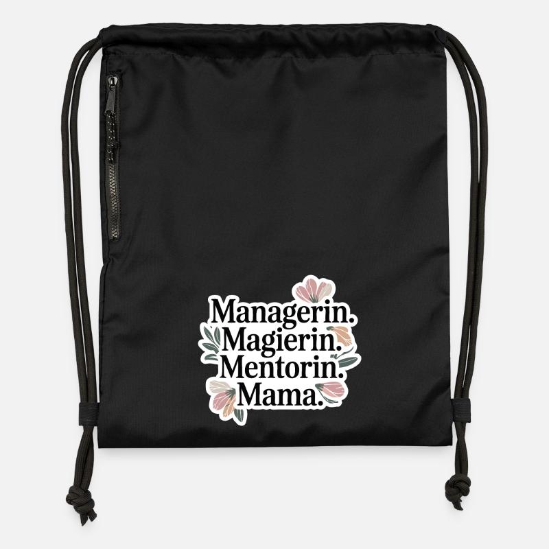 Gérant. Magicien. Mentor. Maman. - Sac à cordon en polyester recyclé - noir