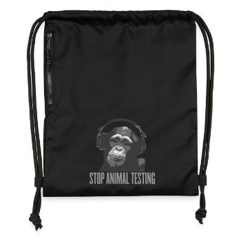 STOP ANIMAL TESTING by wam - Gymsac made from recycled material - black - Front