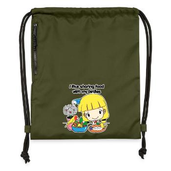 Sharing food - Gymsac made from recycled material - military green - Front