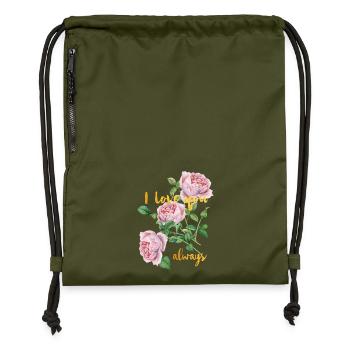 I love you- ALWAYS -Ich liebe dich- immer - Turnbeutel aus Recycling-Material - military Green - Vorne