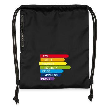 gay pride csd Regenbogen homo Parade stolz ehe lol - Turnbeutel aus Recycling-Material - Schwarz - Vorne