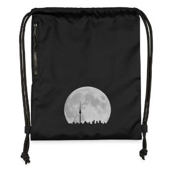 Berlin skyline in front of moon Fernsehturm - Gymsac made from recycled material - black - Front