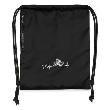Motorrad Heartbeat Geschenk - Turnbeutel aus Recycling-Material - Schwarz - Vorne
