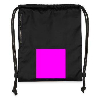 Quadrat pink - Turnbeutel aus Recycling-Material - Schwarz - Vorne
