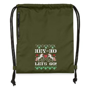 laid chandail de Noël avec licorne - Sac à cordon en polyester recyclé - military green - Devant