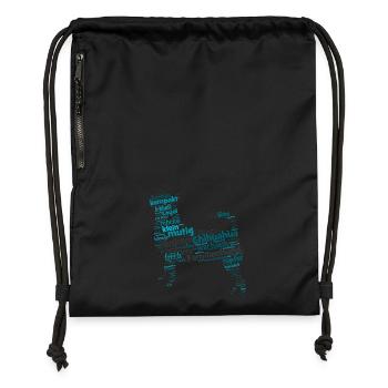 Chihuahua character term Wordcloud - Gymsac made from recycled material - black - Front