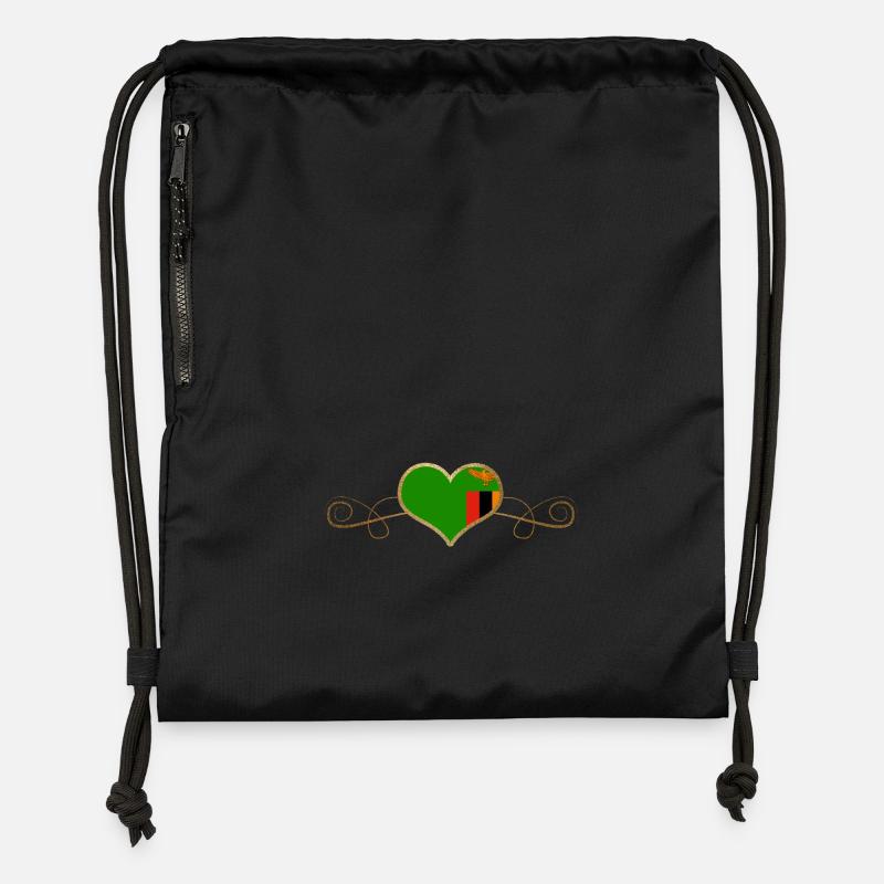 Gold Love Pays Racines Zambie - Sac à cordon en polyester recyclé - noir