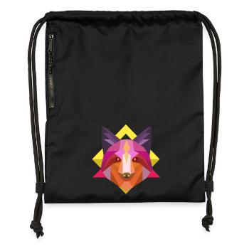 fox shirt abstrakt Fuchs shirt zoo geschenkidee - Turnbeutel aus Recycling-Material - Schwarz - Vorne