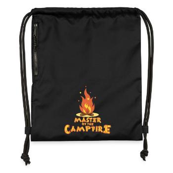 Maître du Feu de camp drôle Camping cadeau - Sac à cordon en polyester recyclé - noir - Devant