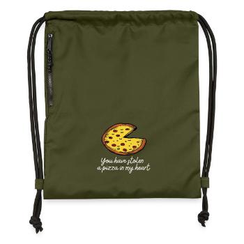 Tu as volé une pizza dans mon coeur blanc - Sac à cordon en polyester recyclé - military green - Devant