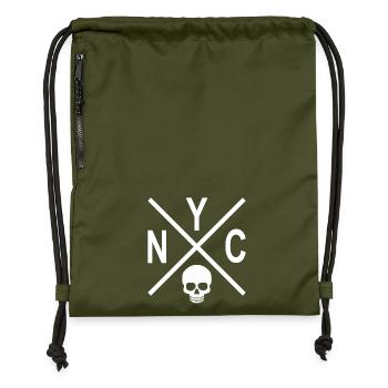 NYC Skull - Gymsac made from recycled material - military green - Front