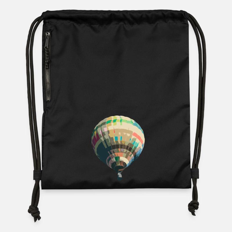 ballon à air chaud - Sac à cordon en polyester recyclé - noir