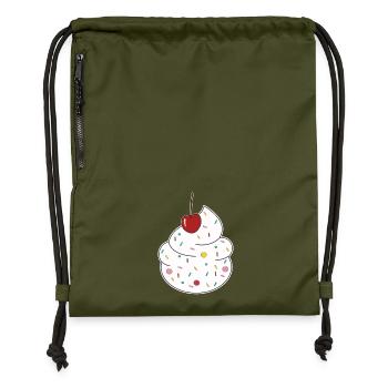 Cerise crème - Sac à cordon en polyester recyclé - military green - Devant