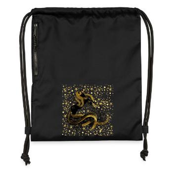 Licorne dorée - Sac à cordon en polyester recyclé - noir - Devant