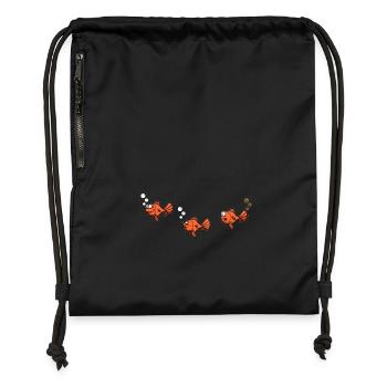 Fische im Wasser - Pupser - lustiges Design - Turnbeutel aus Recycling-Material - Schwarz - Vorne