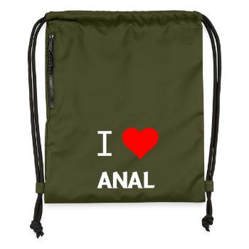 I love Anal Liebe Herz Sexualität Sex Geschenfke - Turnbeutel aus Recycling-Material - military Green - Vorne