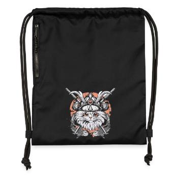 Combat chat Koi - Sac à cordon en polyester recyclé - noir - Devant