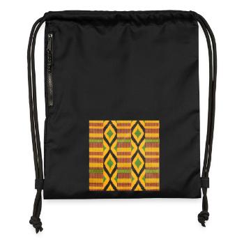 Green, yellow and black colored diamond patterns - Gymsac made from recycled material - black - Front