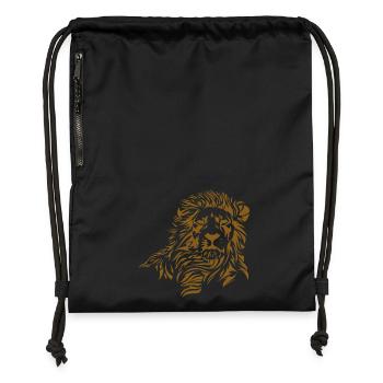 Dessin lion - Sac à cordon en polyester recyclé - noir - Devant