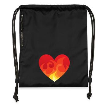 Coeur avec le feu de - Sac à cordon en polyester recyclé - noir - Devant