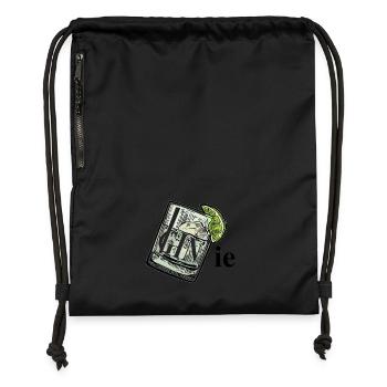 GINie (Genie Wortspiel, Wortwitz) Gin and Tonic - Turnbeutel aus Recycling-Material - Schwarz - Vorne