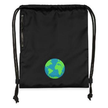 Planet Earth Minimalist – Style Travel & Éco - Sac à cordon en polyester recyclé - noir - Devant