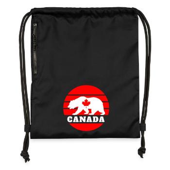 Canada ours avec feuille d’érable / cadeau Amérique du Nord - Sac à cordon en polyester recyclé - noir - Devant