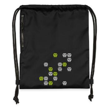 pixel skull game shot - Gymsac made from recycled material - black - Front