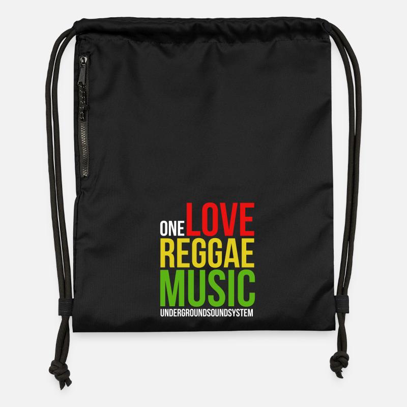 One Love Reggae Music Design - Gymsac made from recycled material - black