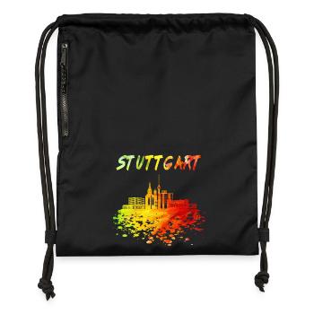 Stuttgart Skyline / Schwaben Stadt Schwarzwald - Turnbeutel aus Recycling-Material - Schwarz - Vorne