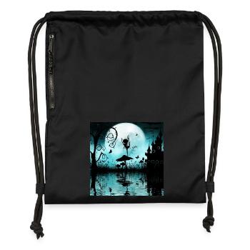 Dancing at night, cute fairy. - Gymsac made from recycled material - black - Front