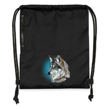 wolf - Gymsac made from recycled material - black - Front