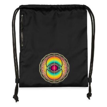 Vesica Piscis, Chalice Well, géométrie sacrée, vie - Sac à cordon en polyester recyclé - noir - Devant