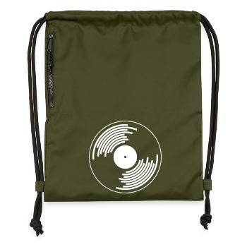 vinyl records vinyl record hip hop tape dj deejay - Gymsac made from recycled material - military green - Front