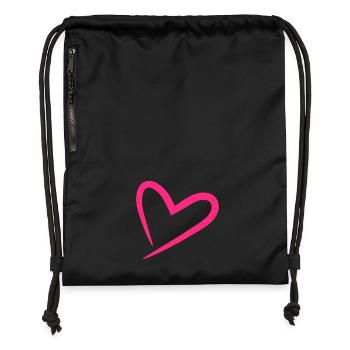 Heart in pink - Gymsac made from recycled material - black - Front
