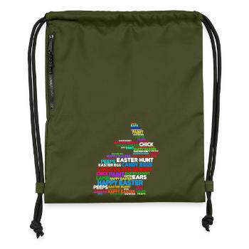 Easter bunny rabbit happy easter rabbit easter eggs - Gymsac made from recycled material - military green - Front