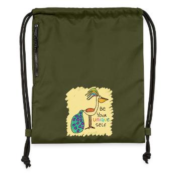 Bel oiseau, drôle, spécial, unique avec texte - Sac à cordon en polyester recyclé - military green - Devant