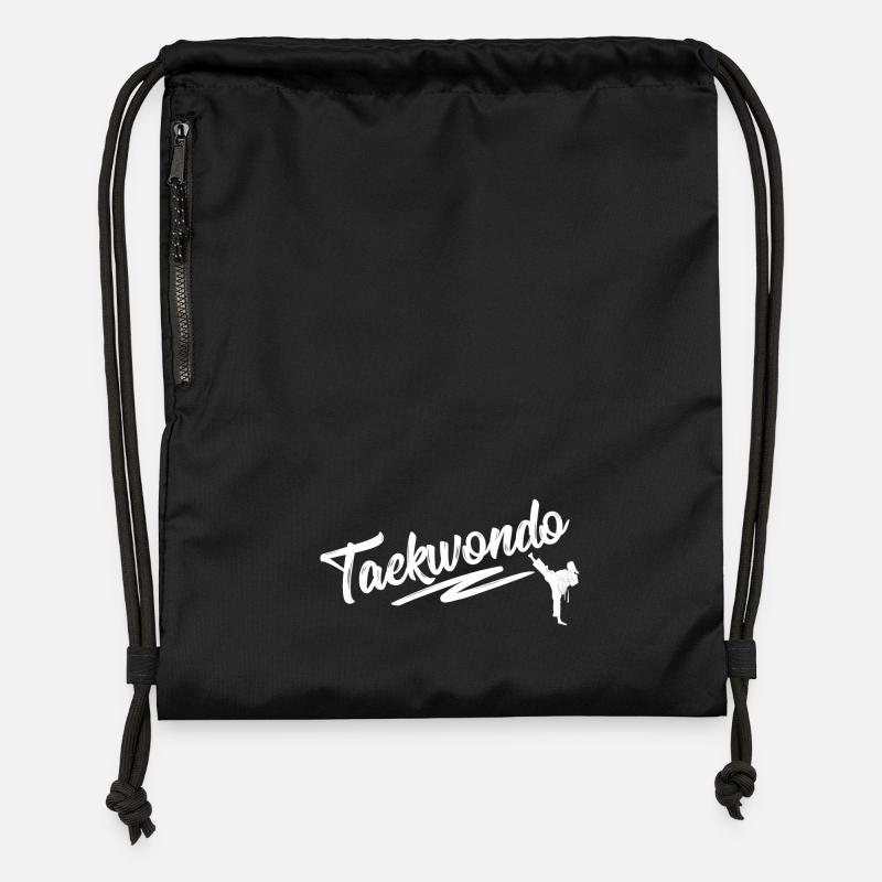 Taekwondo Kick Silhouette - Turnbeutel aus Recycling-Material - Schwarz