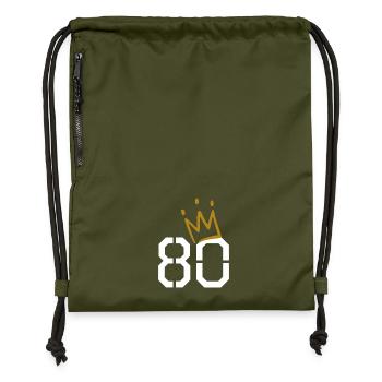 80th birthday - Gymsac made from recycled material - military green - Front