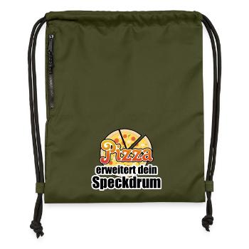 Pizza Figur Diaet lustig Essen Sprüche - Turnbeutel aus Recycling-Material - military Green - Vorne