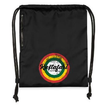 Rastafari Regenbogen Design - Turnbeutel aus Recycling-Material - Schwarz - Vorne