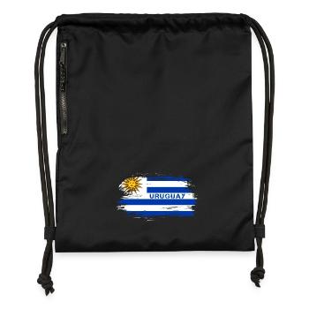 Uruguay Flaggen Design / Geschenkidee - Turnbeutel aus Recycling-Material - Schwarz - Vorne
