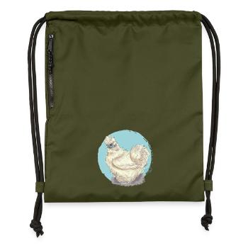 White silk hen - Gymsac made from recycled material - military green - Front